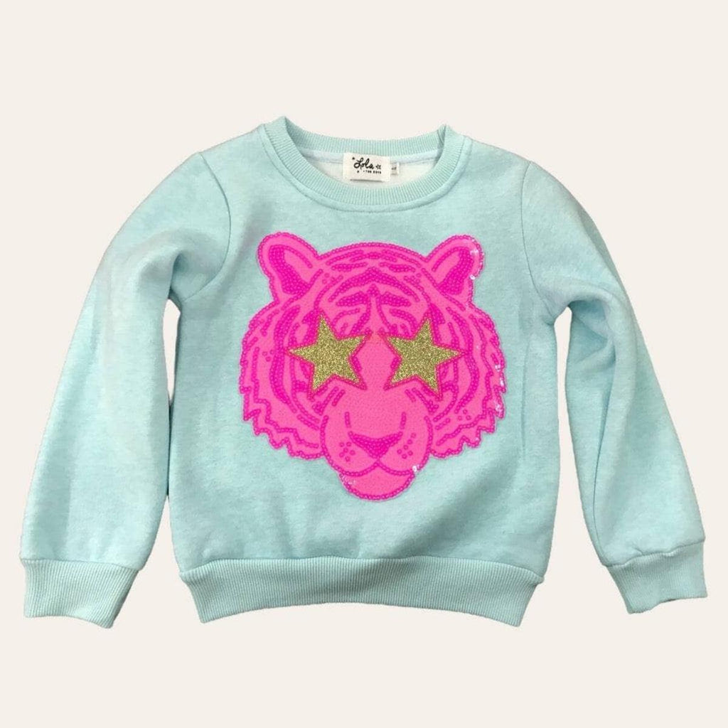 Lola and The Boys Neon Sequin Tiger Sweatshirt