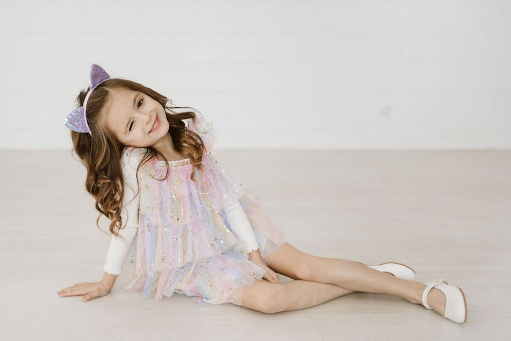 Petite Hailey Ombre Layered Tutu L/S Dress - Purple