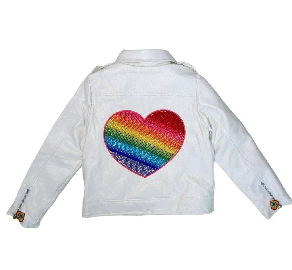 Girls Long Rainbow Ombre Sleeve Hooded Denim Jacket