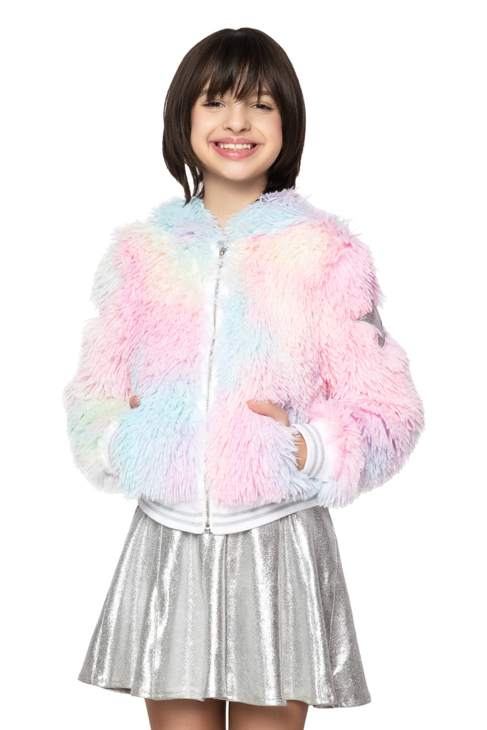 Mia New York Neon Tye Dye Fur Jacket