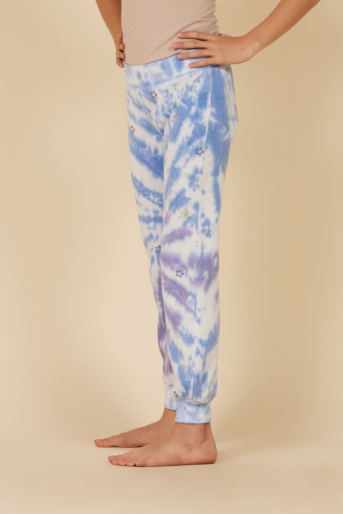 Vintage Havana Star Embroidered Summer Blue Tie Dye Jogger Basically Bows And Bowties 0680