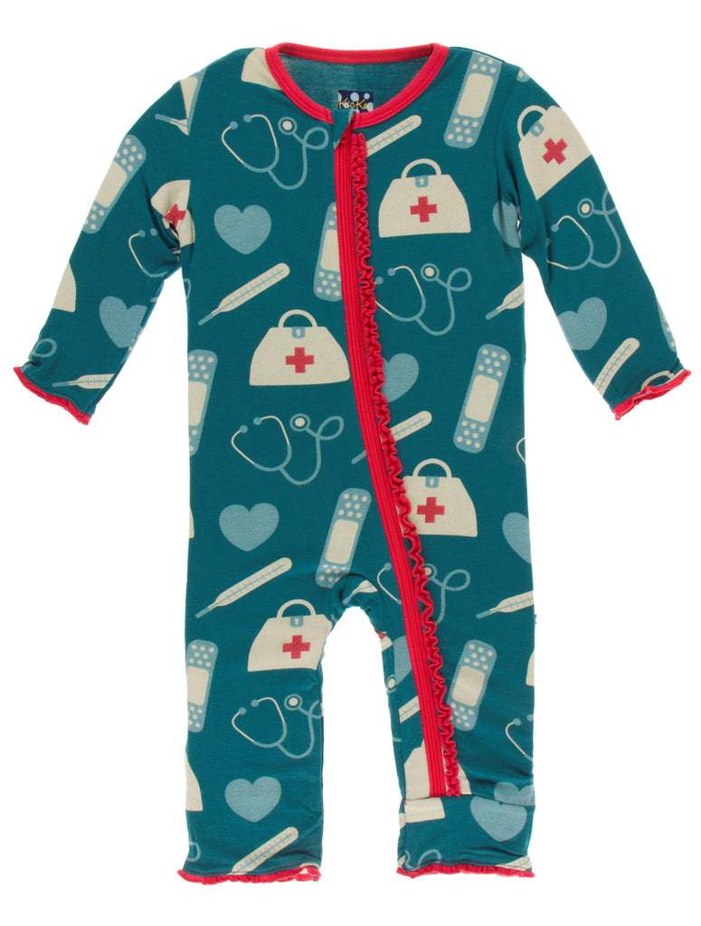 KicKee Pants Oasis Medicine Muffin Ruffle Coverall with Zipper