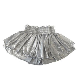 Lola and The Boys Metallic Skort - Silver, Lola & the Boys, Lola & The Boys, Lola + The Boys Skort, Lola and the Boys Skirt, Metallic Skirt, Skirt, tween Skirt, Skirt - Basically Bows & Bowti