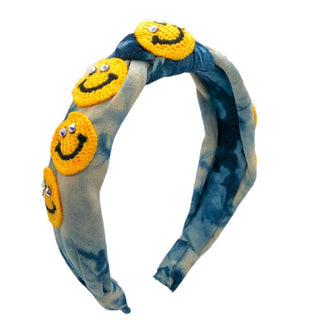 Bari Lynn Tie Dye Smiley Patch Knot Headband with Crystals - Navy, Bari Lynn, Bari Lynn, Bari Lynn Headband, Bari Lynn Headbands, Bari Lynn Tie Dye Smiley Face Patch Knot Headband with Crysta