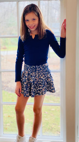 Tweenstyle Ditsy Floral Skirt - Navy, Tweenstyle, cf-size-12, cf-size-14, cf-size-6, cf-type-skirt, cf-vendor-tweenstyle, Ditsy Floral, Navy, Skirt, Tweenstyle, Tweenstyle by Stoopher, Tweens