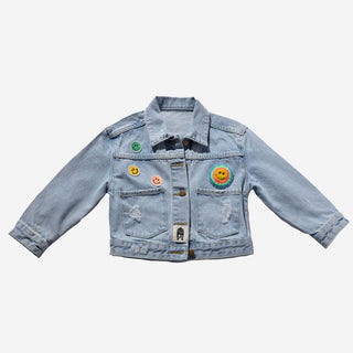 PH Play by Petite Hailey Patched Denim Jacket - Multi Smile, Petite Hailey, cf-size-2, cf-size-4, cf-size-5, cf-size-6, cf-type-coats-&-jackets, cf-vendor-petite-hailey, Denim Jacket, Multi S