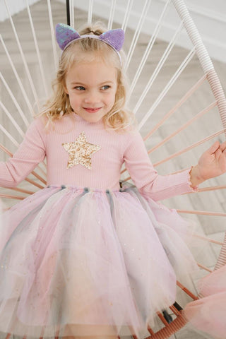 Petite Hailey Ombre Star Tutu L/S Dress - Pink, Petite Hailey, Birthday Girl, Birthday Girl Outfit, cf-size-12-months, cf-size-18-months, cf-size-2, cf-size-3, cf-size-4, cf-size-5, cf-size-6