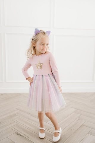 Petite Hailey Ombre Star Tutu L/S Dress - Pink, Petite Hailey, Birthday Girl, Birthday Girl Outfit, cf-size-12-months, cf-size-18-months, cf-size-2, cf-size-3, cf-size-4, cf-size-5, cf-size-6