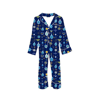 Tweenstyle Satin Loungewear Set - Dreidel, Tweenstyle, Boys Hanukkah, Chanukah, Chanukah Pajamas, Dreidel, Girls Hanukkah, Hanukkah, Hanukkah Pajamas, Happy Hanukkah, Loungewear, Pajama Set, 