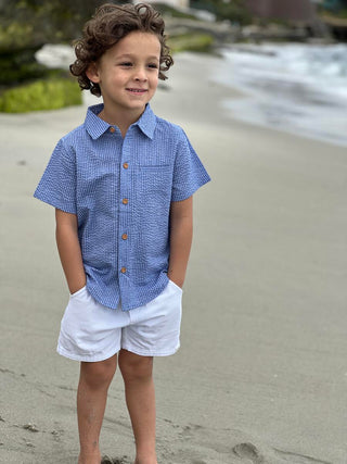 Me & Henry Newport Woven Shirt - Navy Seersucker