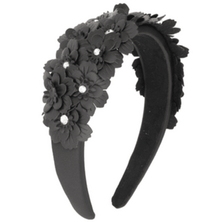 Bari Lynn Multi Leather Flower Crystal Embellished Headband - Black, Bari Lynn, Bari Lynn, Bari Lynn Headband, Bari Lynn Headbands, Black, cf-type-headband, cf-vendor-bari-lynn, Multi Leather