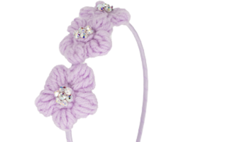 Bari Lynn Crystallized Crochet Triple Flower Headband - Lavender, Bari Lynn, Bari Lynn, Bari Lynn Headband, Bari Lynn Headbands, cf-type-headband, cf-vendor-bari-lynn, Crochet Flower, Crystal