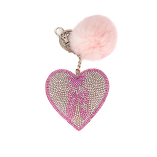 Bari Lynn Crystal Rhinestone Key Chain w/Fur Pom Charm - Ballet