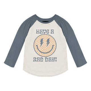 Tiny Whales Have a Rad Day L/S Raglan - Natural / Navy