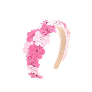 Bari Lynn Multi Flower Crystal Padded Headband - Pinks