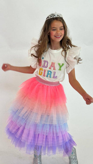 Lola & the Boys, Lola and The Boys Birthday Girl Gem Ruffle Shirt - Basically Bows & Bowties