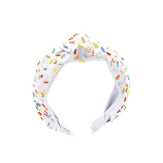 Bari Lynn Shimmer Jeweled Sprinkle Knot Headband - White