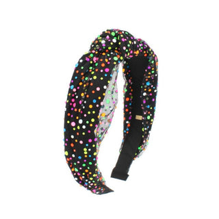 Bari Lynn Tulle Jeweled Neon Knot Headband - Black