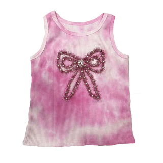 Tweenstyle by Stoopher Embellished Bow Tie Dye Ribbed Tank