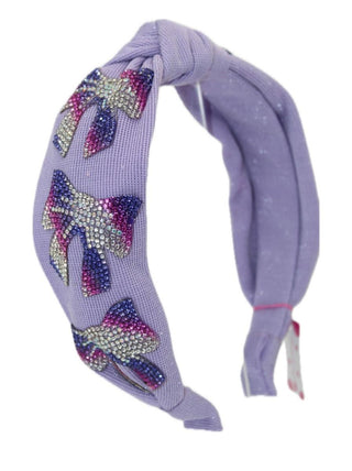 Bari Lynn Crystallized Bow Tail Knot Headband - Lavender