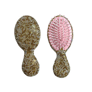 Bari Lynn Small Crystallized Hair Brush - Gold