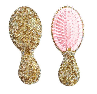 Bari Lynn Small Crystallized Hair Brush - Gold