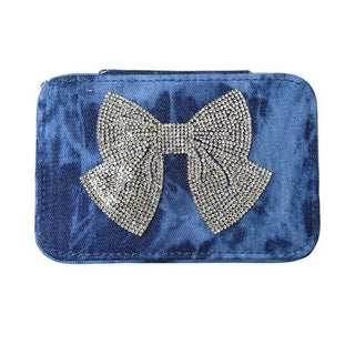 Bari Lynn Jewelry Box - Denim with Rhinestone Bow