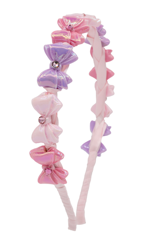 Bari Lynn Crystallized Bow Thin Headband - Pink / Lavender