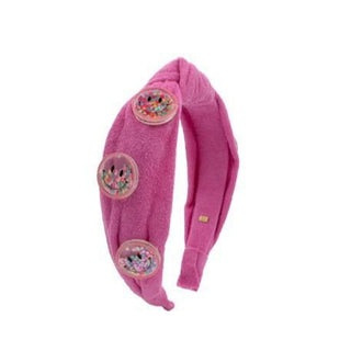 Bari Lynn Confetti Smile Terry Knot Headband - Hot Pink