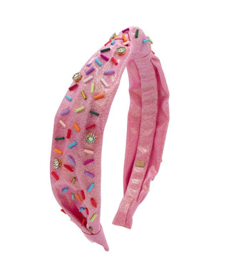 Bari Lynn Jeweled Sprinkle Knot Thin Headband - Hot Pink