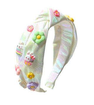 Bari Lynn  Easter Charm Galaxy White Knot Headband