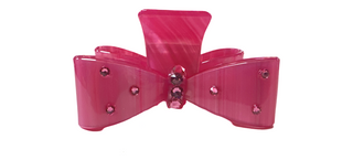 Bari Lynn Crystalized Bow Shape Hair Clip Fuchsia