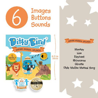 Ditty Bird Safari Animal Sounds Sound Board Book, Ditty Bird, Board Book, Book, Books, Books for Children, cf-type-books, cf-vendor-ditty-bird, Children's Book, Ditty Bird, Safari, Safari Ani