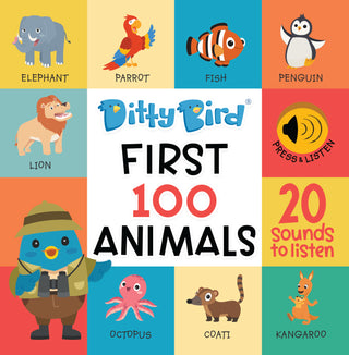 Ditty Bird First 100 Animals Sound Board Book, Ditty Bird, Board Book, Book, Books, Books for Children, cf-type-books, cf-vendor-ditty-bird, Children's Book, Ditty Bird, Ditty Bird First Book