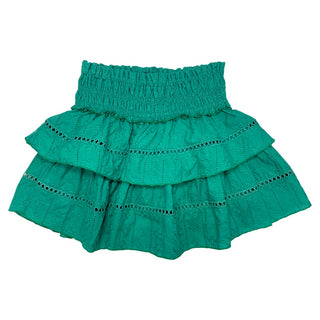 FBZ Green Linen Eyelet Tiered Skort