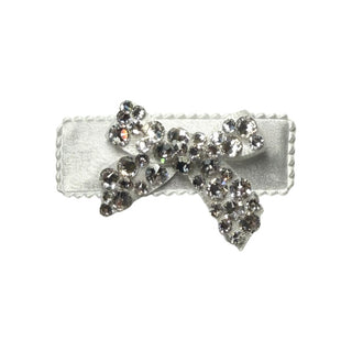 Bari Lynn Small Crystalized Bow on Satin Snap Clip