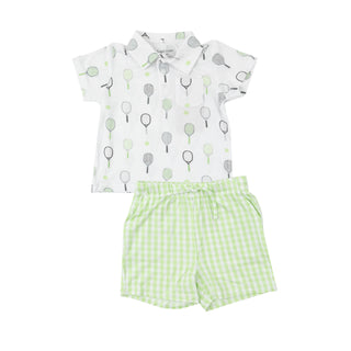 Angel Dear Polo Shirt & Short Set - Mini Green Gingham