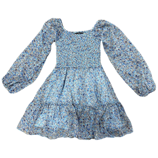 FBZ Blue Floral Smocked Dress, Flowers By Zoe, Blue Floral, cf-size-4, cf-size-5, cf-size-6, cf-size-6x, cf-size-large-10-12, cf-size-medium-8-10, cf-size-small-7-8, cf-type-dresses, cf-vendo