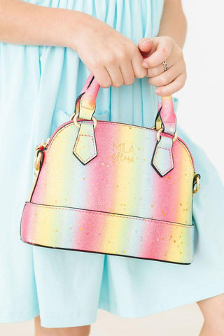 Mila & Rose Girl's Crossbody Purse - Neon Rainbow Glitter