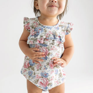 Posh Peanut Etta Pointelle Ruffled Bubble Romper