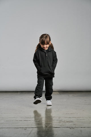 Little Bipsy Henley Hoodie - Black