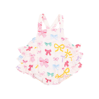 Angel Dear Muslin Ruffle Sunsuit - Colorful Bows