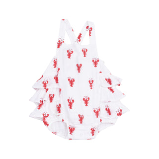 Angel Dear Muslin Ruffle Sunsuit - Lobster