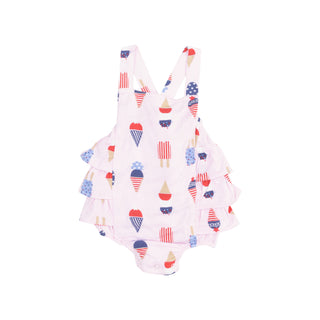 Angel Dear Ruffle Sunsuit - American Ice Cream Pink