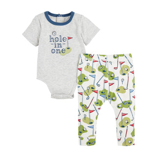 Mud Pie, Mud Pie Golf Crawler & Pant 2pc Set - Basically Bows & Bowties