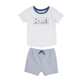 Mud Pie Blue Golf 2pc Short Set