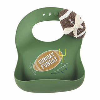 Mud Pie Football Silicone Bib & Rattle Set, Mud Pie, Bib, Bib & Rattle Set, Bibs, cf-type-bib, cf-vendor-mud-pie, Football, Football Bib, Football Rattle, Mud Pie, Mud Pie Bib, Mud Pie Footba