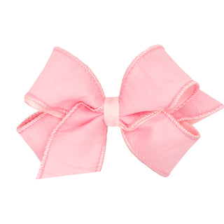 Medium Dupioni Silk Overlay Grosgrain Bow on Clippie, Wee Ones, cf-type-hair-bow, cf-vendor-wee-ones, Dupioni Silk Overlay Grosgrain Bow on Clippie, Medium Dupioni Silk Overlay Grosgrain Bow 