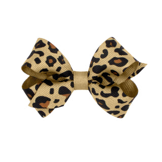 Khaki Leopard Print Hair Bow on Clippie, Wee Ones, Alligator Clip, Alligator Clip Hair Bow, Animal Print, cf-size-king, cf-size-medium, cf-size-mini, cf-type-hair-bow, cf-vendor-wee-ones, Cli