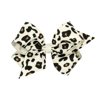 Antique White Leopard Print Hair Bow on Clippie, Wee Ones, Alligator Clip, Alligator Clip Hair Bow, Animal Print, cf-size-king, cf-size-medium, cf-size-mini, cf-type-hair-bow, cf-vendor-wee-o